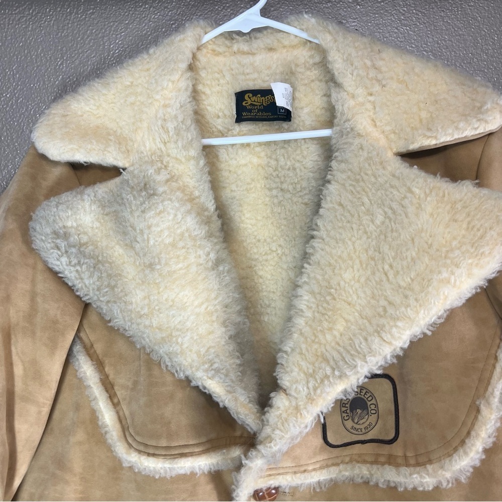 VINTAGE SWINGSTER SUEDE SHERPA LINED WINTER GARST SEEDS JACKET, MEDIUM - Picture 5 of 12